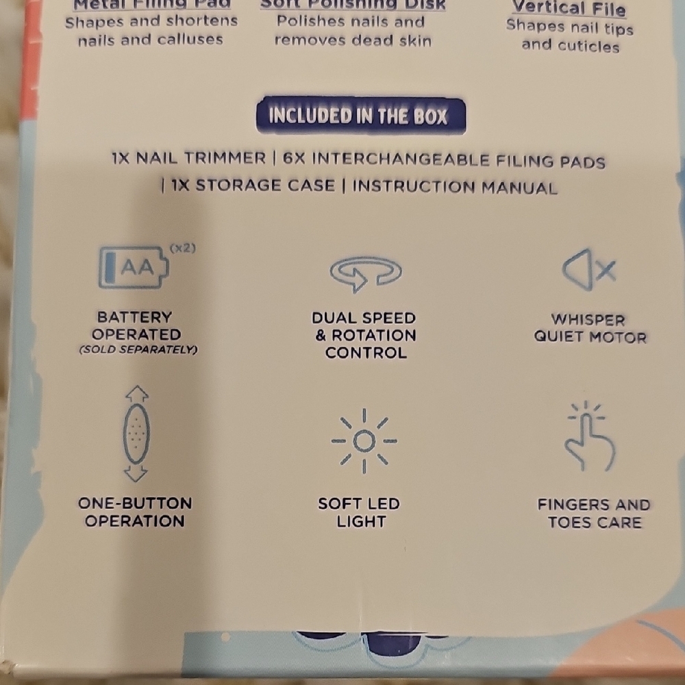 Nolla Electric Nail Trimmer - White and Blue - Picture 4 of 7